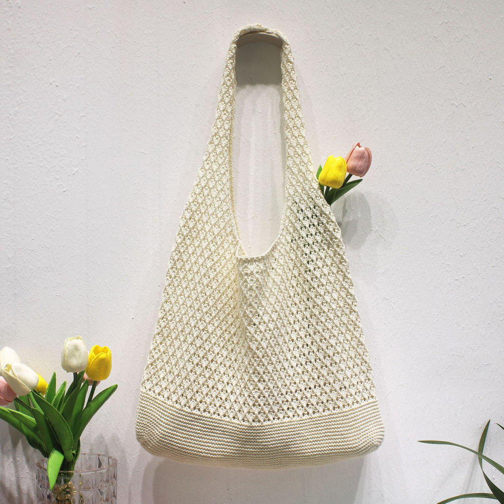 Summer Crochet Beach Tote Lightweight Knit Bag