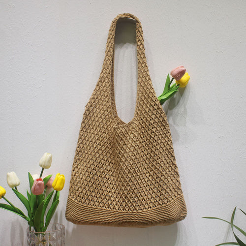 Summer Crochet Beach Tote Lightweight Knit Bag