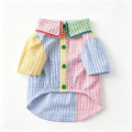 Summer Color Block Plaid Teddy Thin Pet Shirt Dress