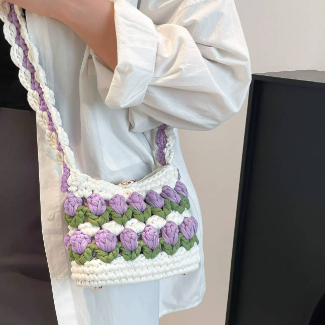 Spring Handmade Crochet Beauty Tulip Bag Crossbody Bag