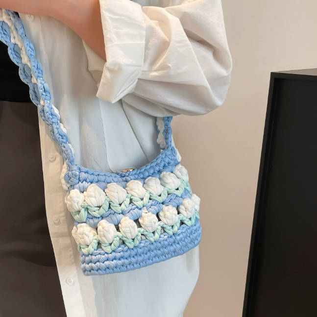 Spring Handmade Crochet Beauty Tulip Bag Crossbody Bag