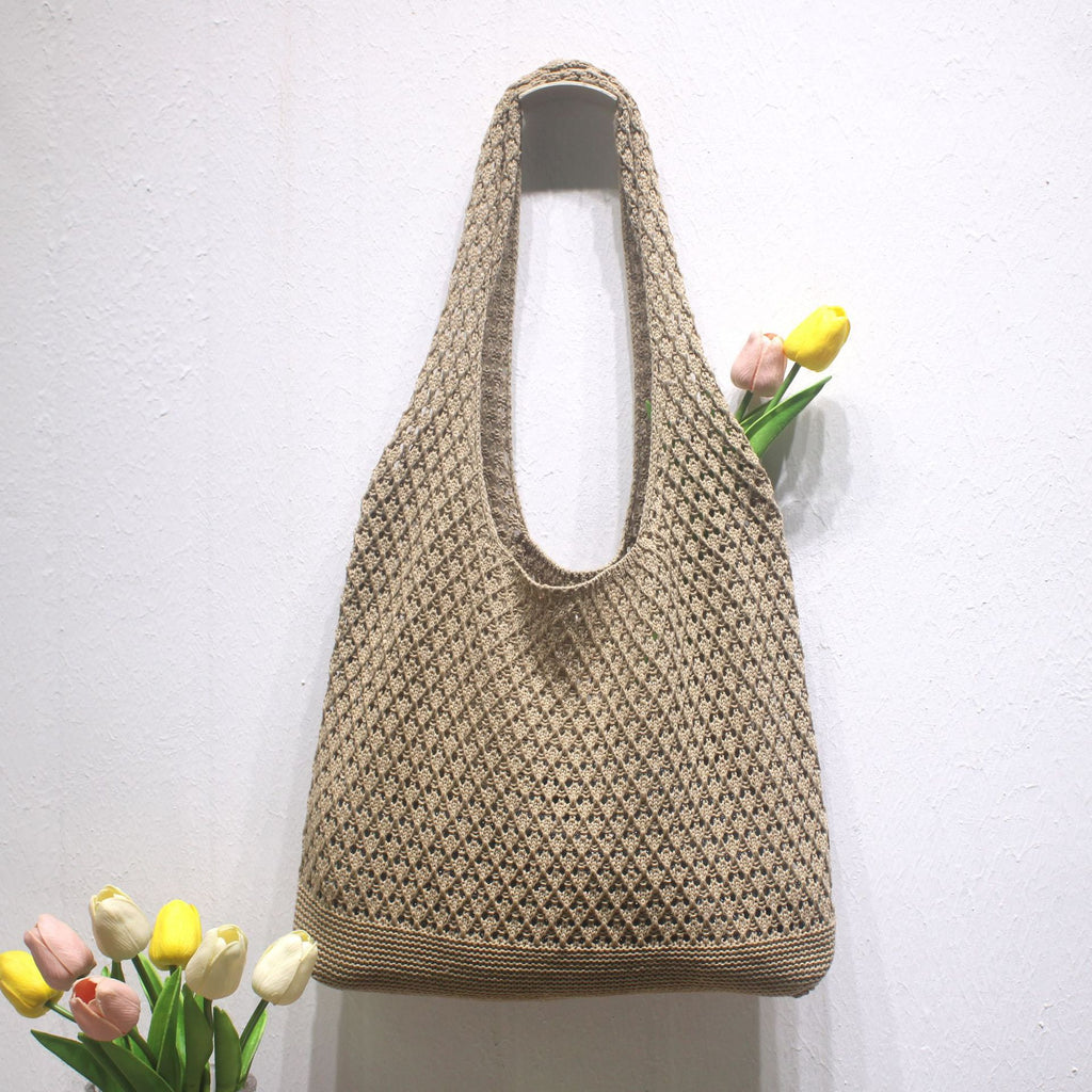 Summer Crochet Beach Tote Lightweight Knit Bag