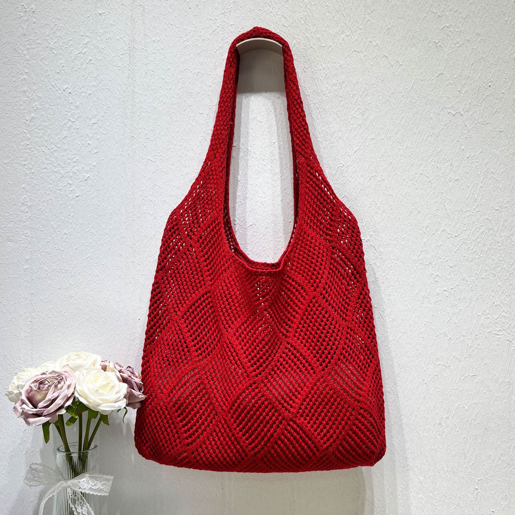 Summer Hollow Crochet Beach Tote Lightweight Knit Bag