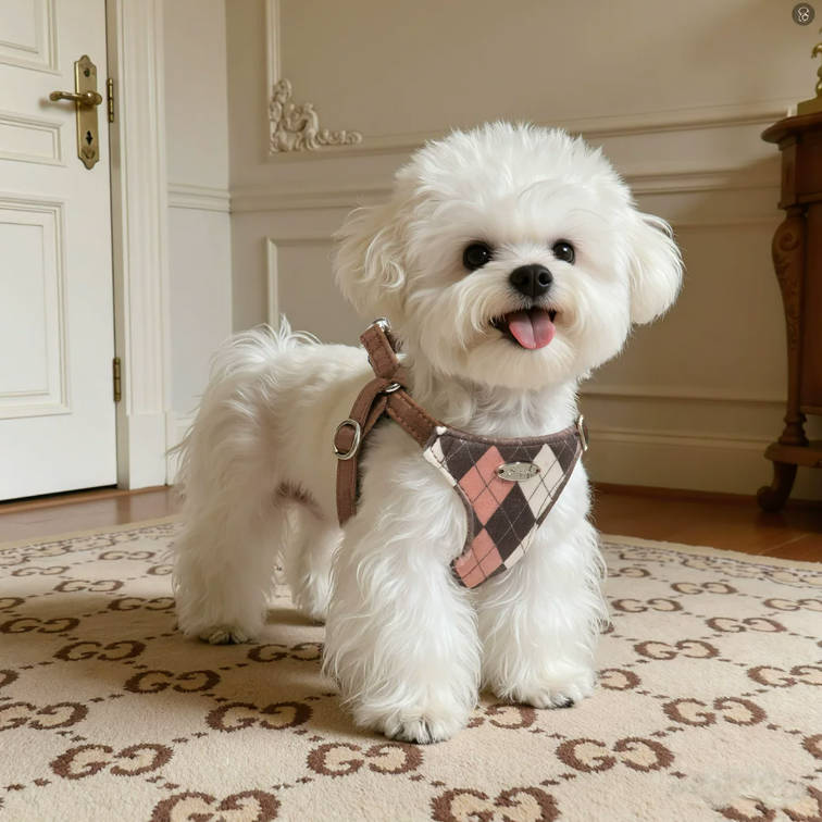 Retro Small Dog Vest Plaid Cute Pet Leash Suit