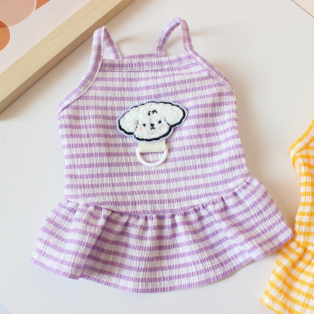 Plaid Cotton Princess Dress For Small Dogs & Cats | Lightweight Summer Pet Clothes