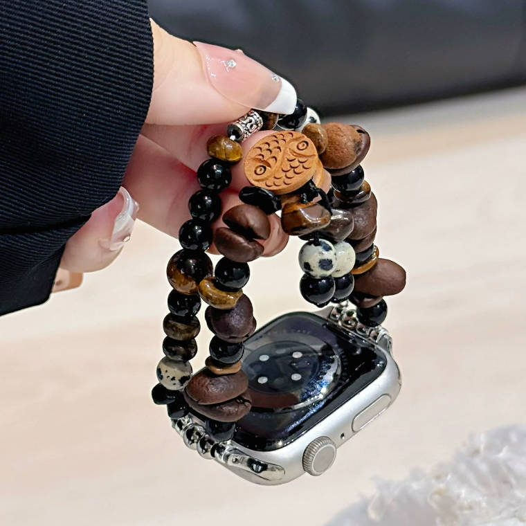Coffee Bean Brown Handmade Bead Watch Band | Apple Watch Band