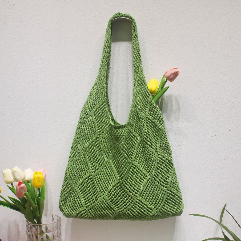Summer Hollow Crochet Beach Tote Lightweight Knit Bag