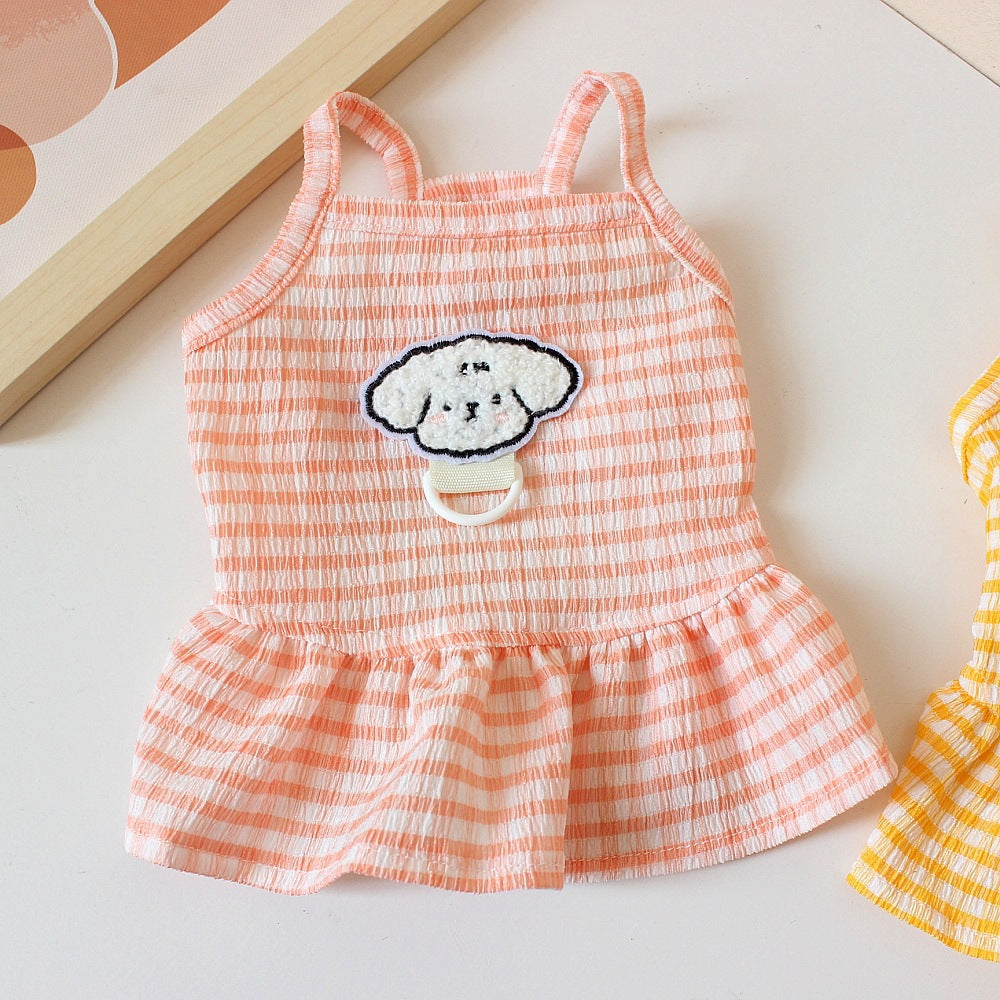 Plaid Cotton Princess Dress For Small Dogs & Cats | Lightweight Summer Pet Clothes