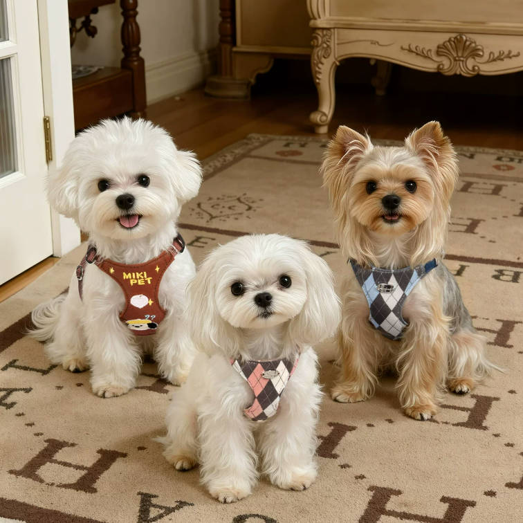 Retro Small Dog Vest Plaid Cute Pet Leash Suit