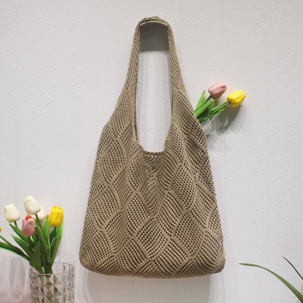 Summer Hollow Crochet Beach Tote Lightweight Knit Bag
