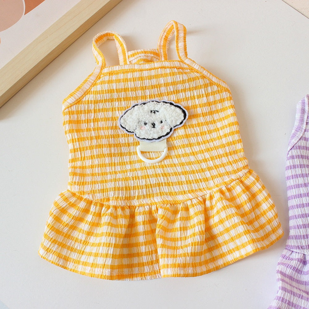 Plaid Cotton Princess Dress For Small Dogs & Cats | Lightweight Summer Pet Clothes