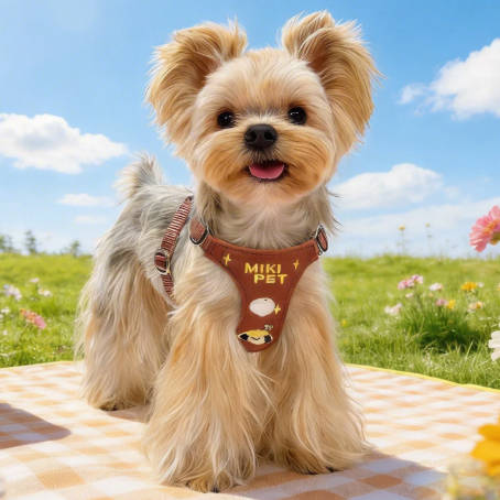 Retro Small Dog Vest Plaid Cute Pet Leash Suit