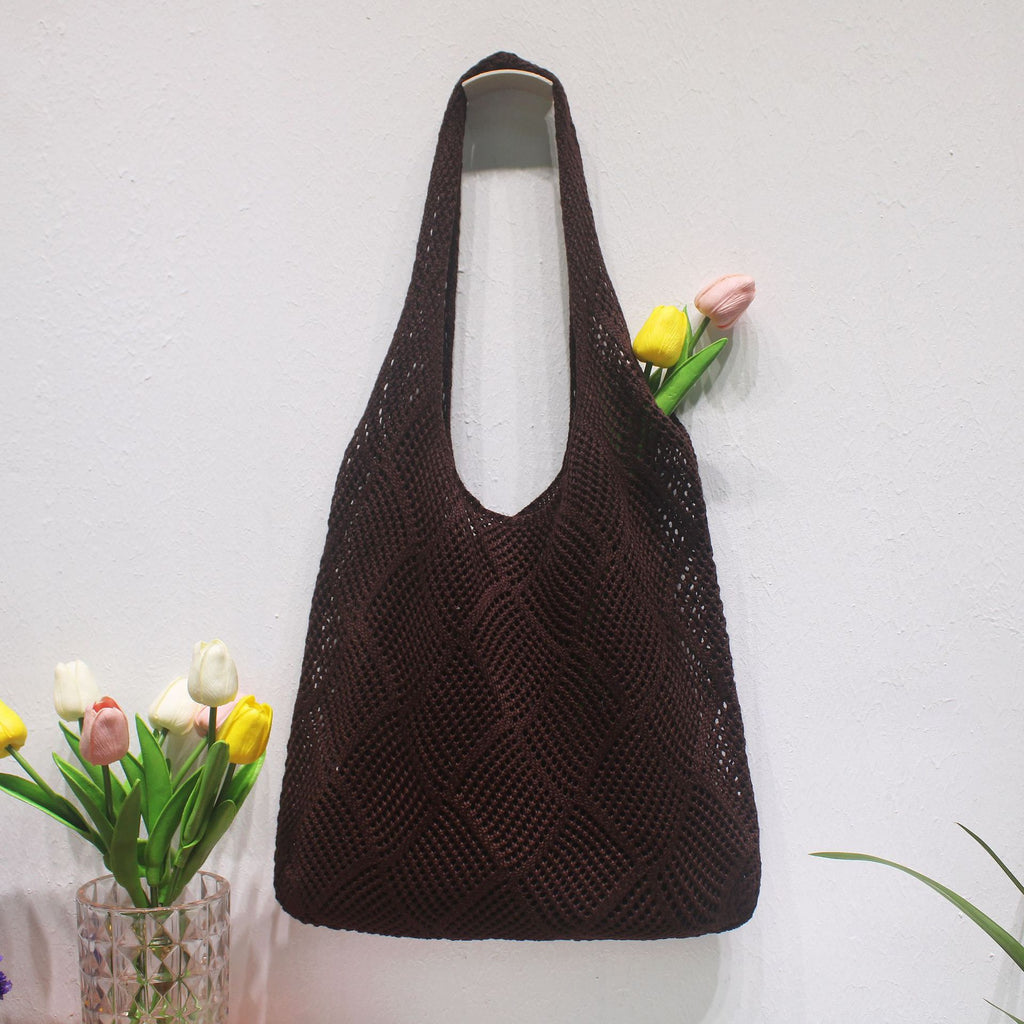 Summer Hollow Crochet Beach Tote Lightweight Knit Bag
