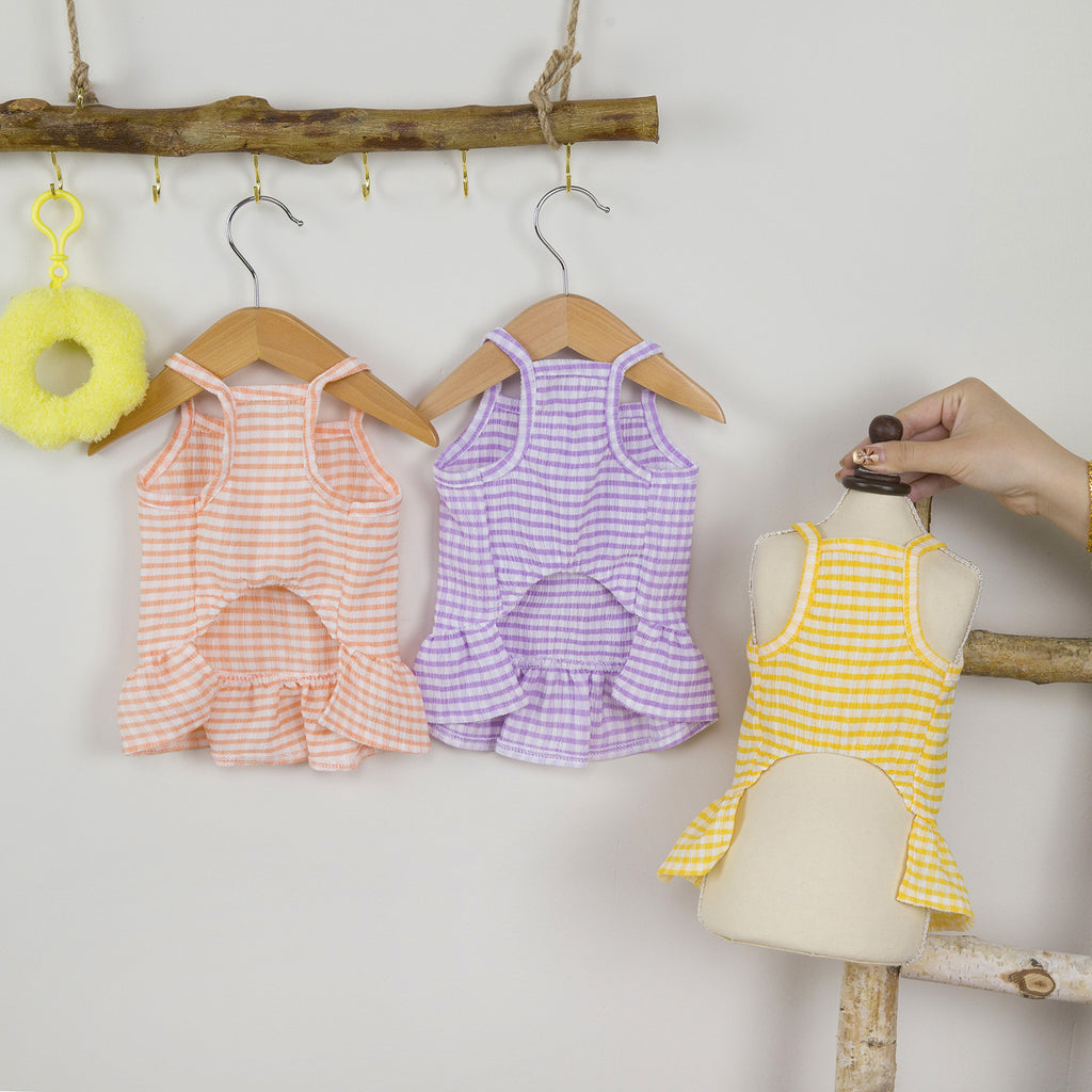 Plaid Cotton Princess Dress For Small Dogs & Cats | Lightweight Summer Pet Clothes