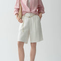Summer Retro 100% Linen Solid Color Loose Elastic Waist Shorts