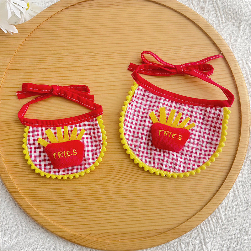 Bavoir fait main mignon pour chat ou chien avec volants, patchwork et lacets, en forme d'éventail