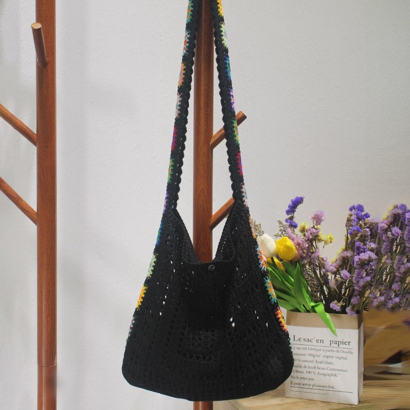 Summer Hollow Knitted Lightweight Floral Tote Bag