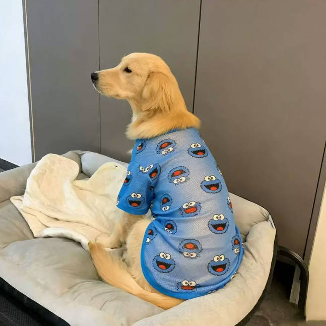 Summer Large Dog Breathable Hallow Sunscreen Cooling Shirt Pet Clothes