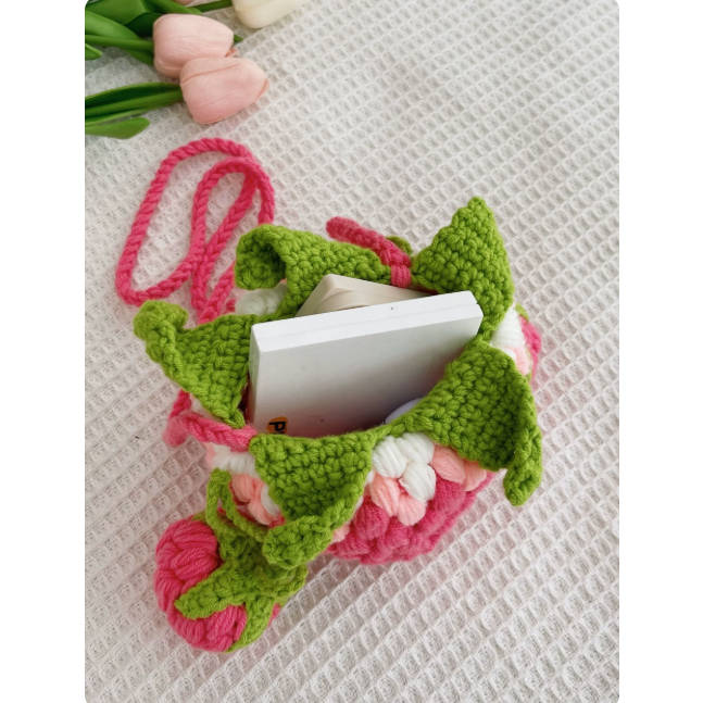 Cute Strawberry Handmade Crochet Hand Bag Gift Bag