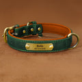 Custom Elegant Leather Adjustable Collar With Engravable Pet Tag