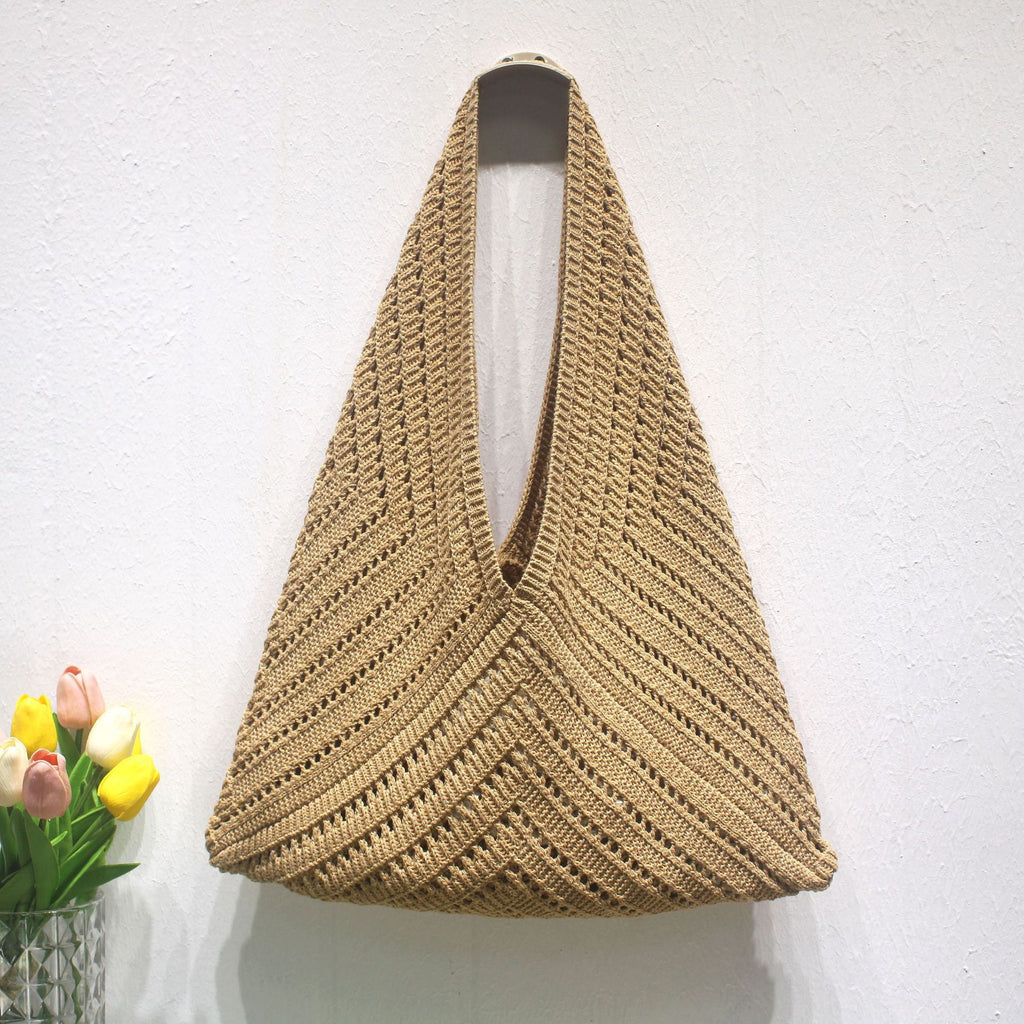 Summer Hollow Triangle Knitted Lightweight Tote Bag