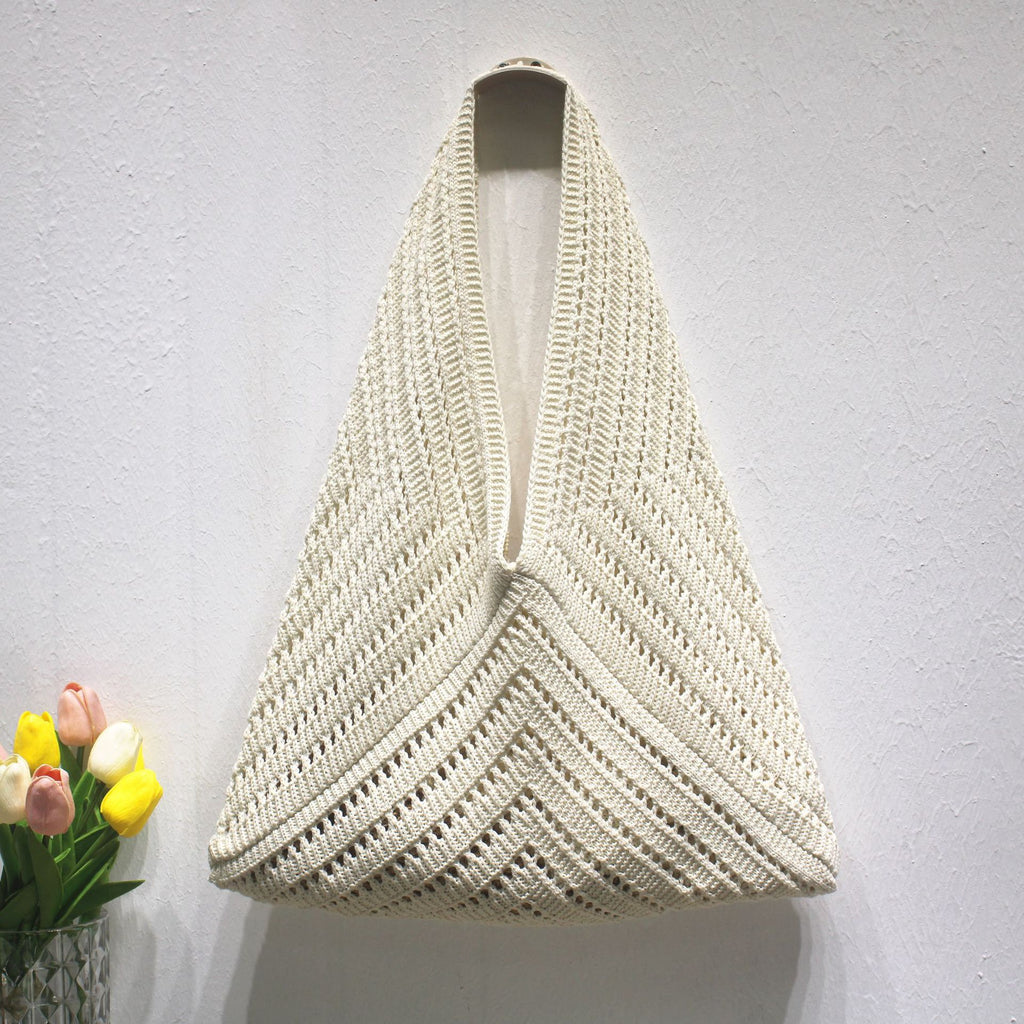 Summer Hollow Triangle Knitted Lightweight Tote Bag