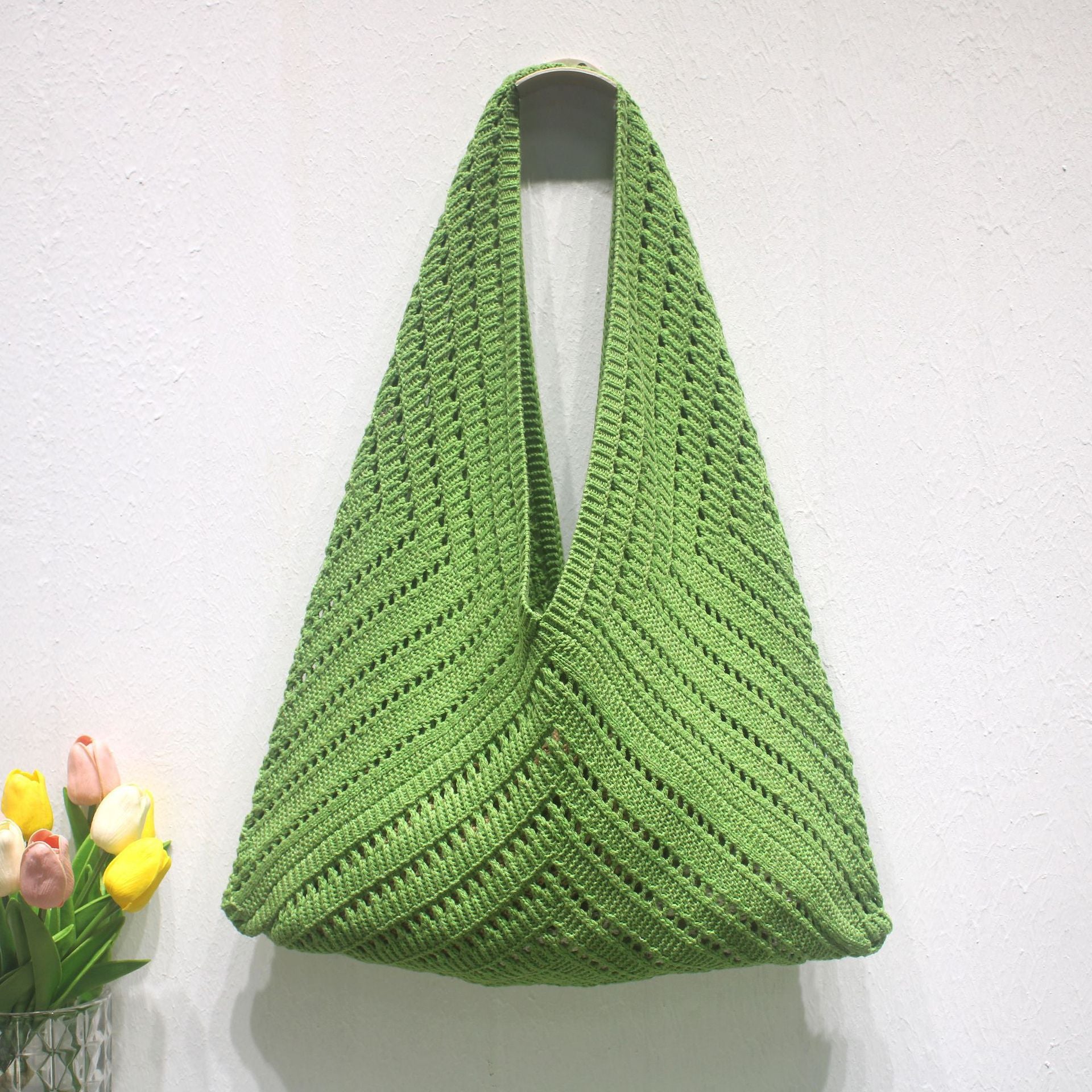 Summer Hollow Triangle Knitted Lightweight Tote Bag