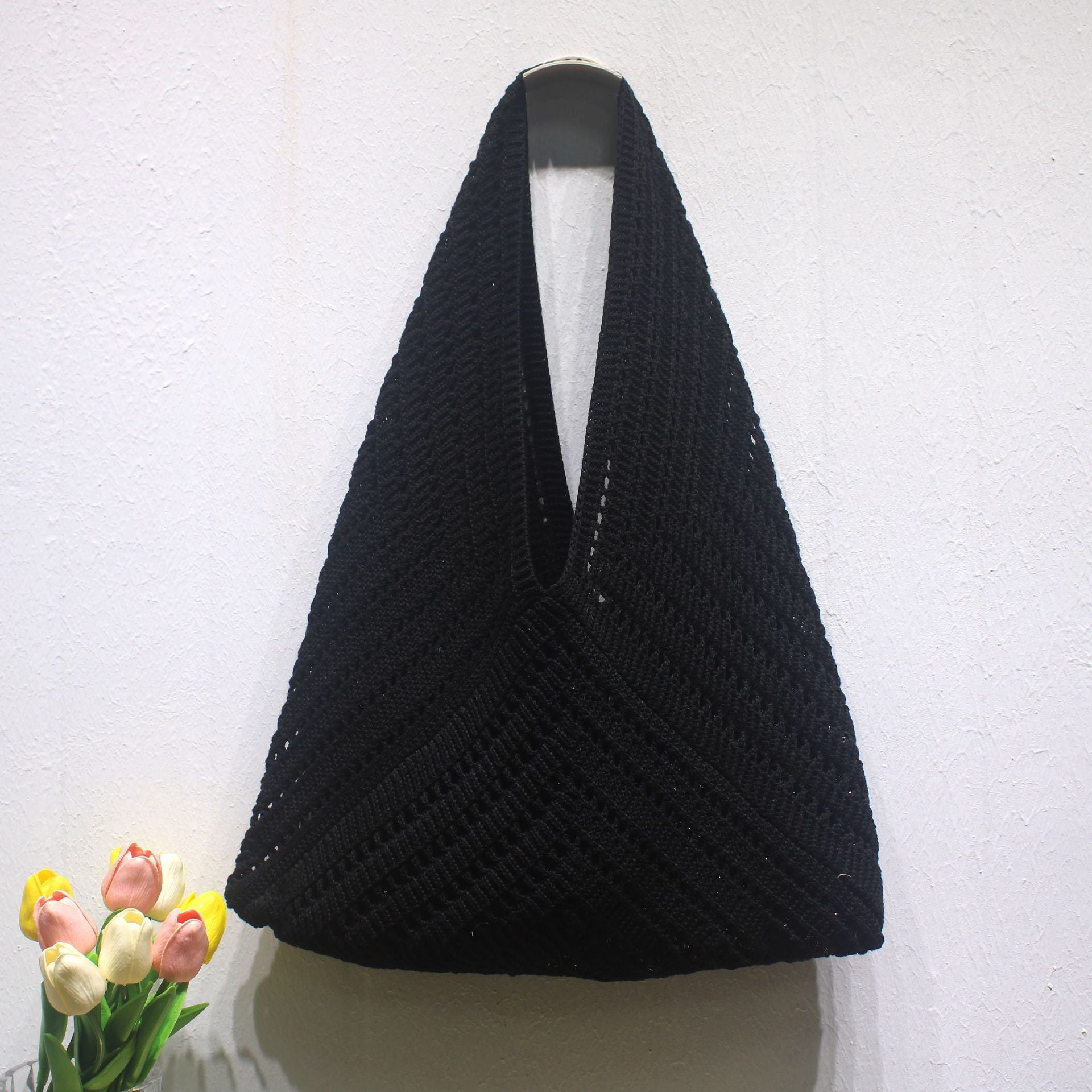 Summer Hollow Triangle Knitted Lightweight Tote Bag
