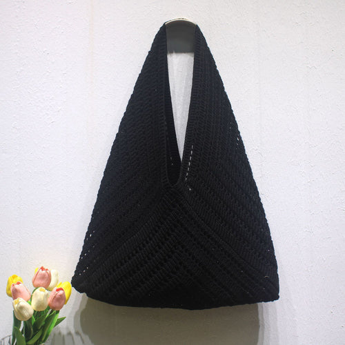 Summer Hollow Triangle Knitted Lightweight Tote Bag