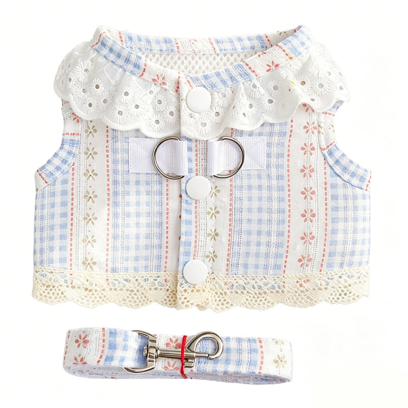 Breathable Lace Harness Dress With Leash Set For Dogs & Cats