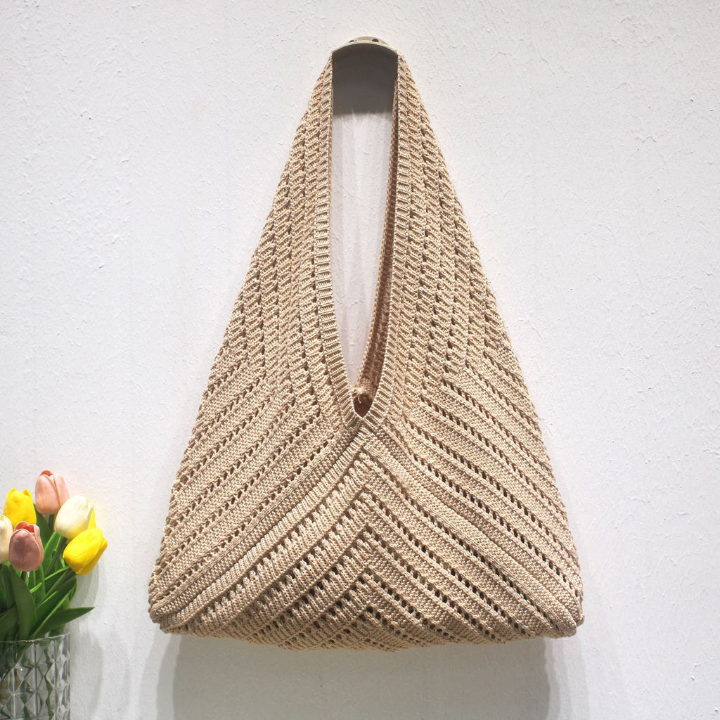 Summer Hollow Triangle Knitted Lightweight Tote Bag
