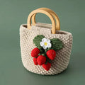 Handmade Crochet Strawberry Handle Bucket Hand Bag