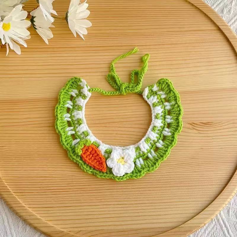 Handmade Crochet Cute Lace-Up Patchwork Small Pet Cat Bandana