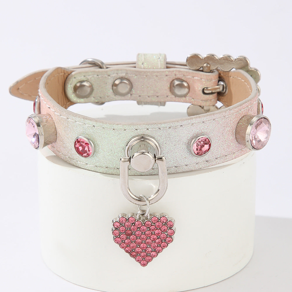 Collier pour animaux de compagnie réglable avec diamants et boucle de sécurité Gradient