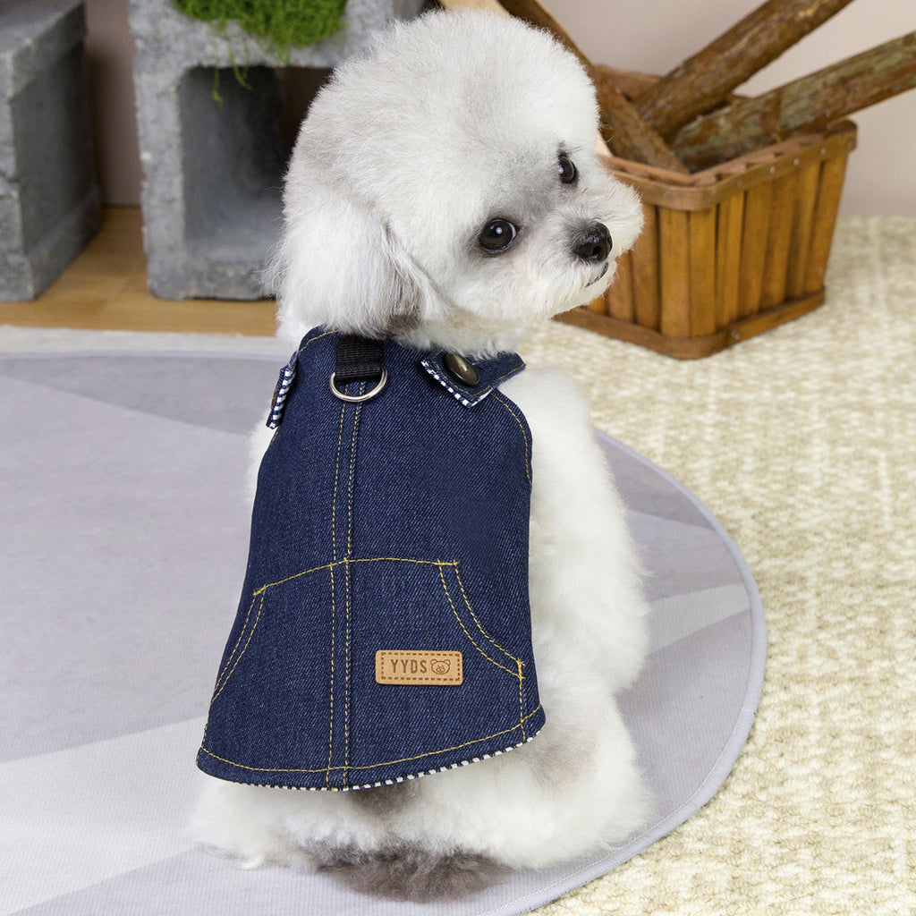 Trendy Denim Harness Overalls For Small Pets | Summer Pet Clothes
