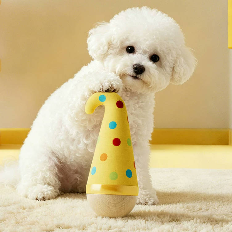Feather Beech Wood Base Pet Teeth Grinding Interactive Tumbler Pet Toy