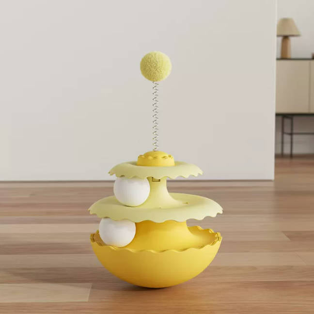 Tumbler Cat Toy Double Ball Spring Turntable Interactive Pet Toy With Rolling Balls
