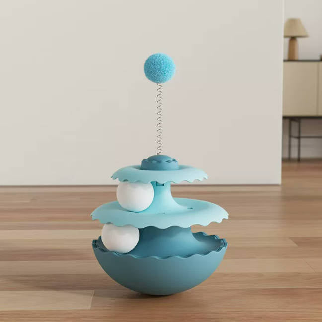 Tumbler Cat Toy Double Ball Spring Turntable Interactive Pet Toy With Rolling Balls