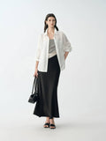 Elegant Acetate Elastic Waist Side Slit Slim A-Line Mermaid Skirt
