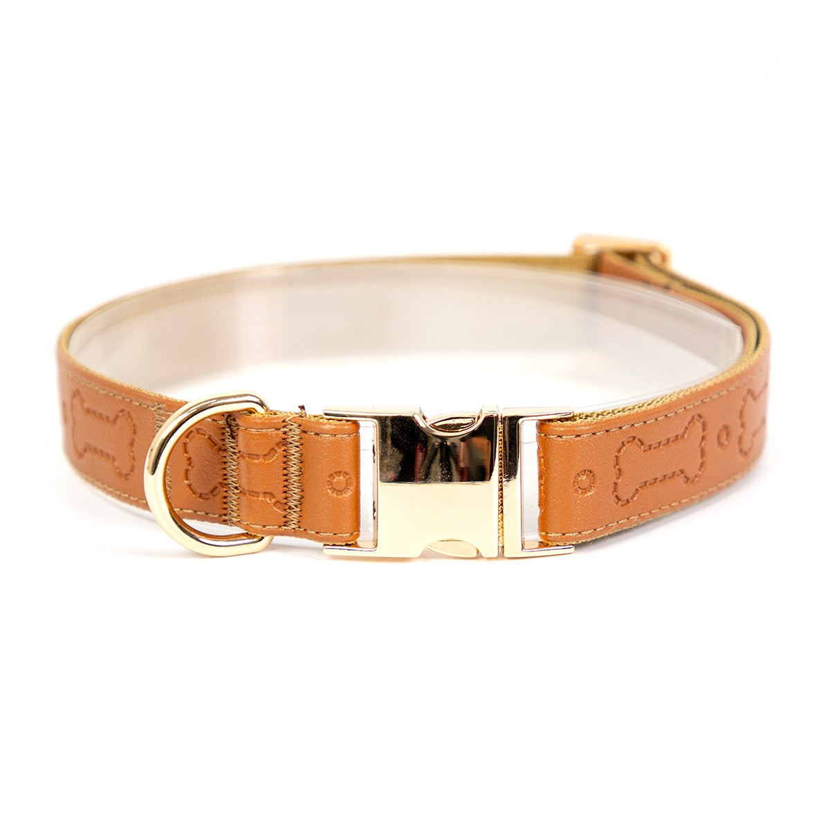 Custom Leather Adjustable Collar With Laser Engravable Pet Tag