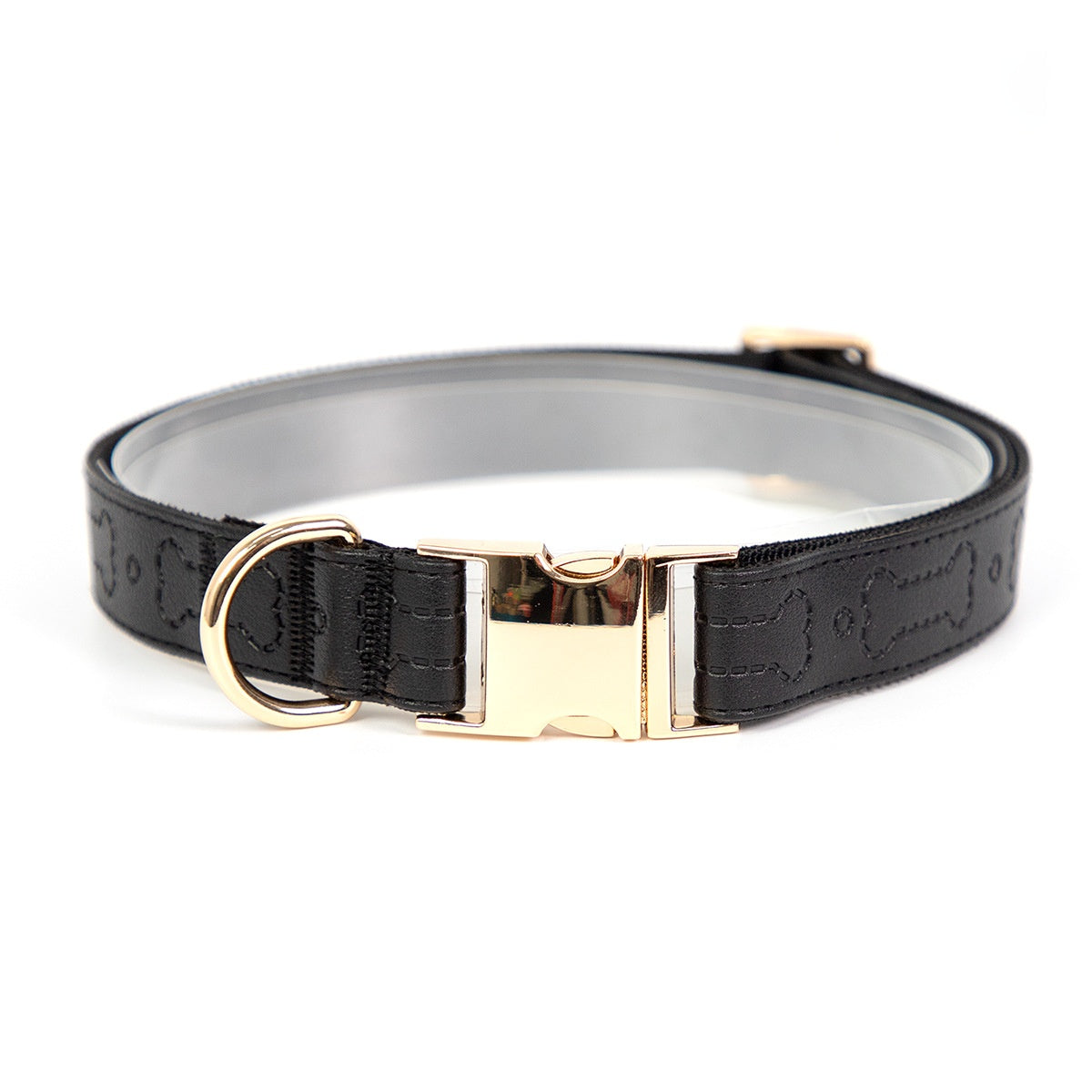 Custom Leather Adjustable Collar With Laser Engravable Pet Tag